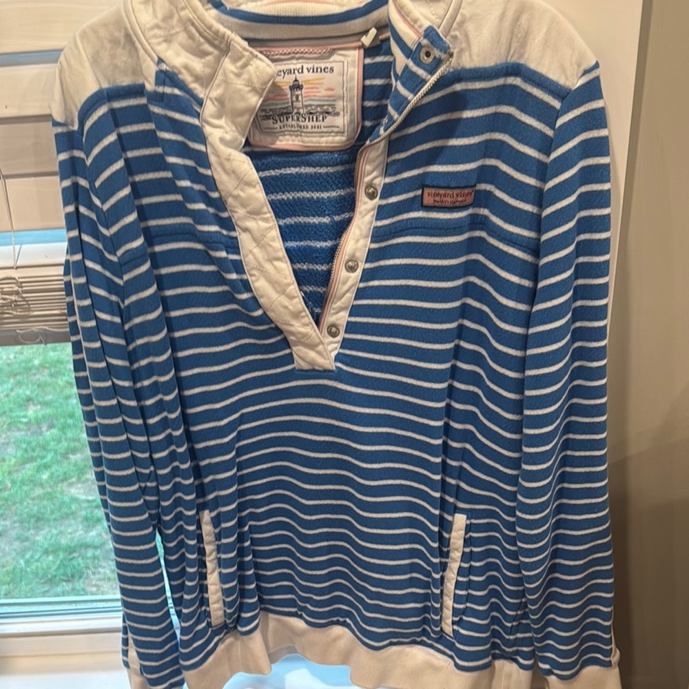 Vineyard Vines Blue and White Striped Hoodie